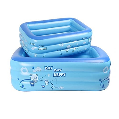 Piscinas Hinchable Plegable para Niños, PVC Antideslizante Grueso 3 Anillos Rectangular Piscina Inflable Fiesta de Agua Piscina Familiar para Jardín a