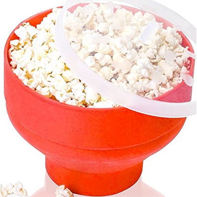 Tekaopuer Maker Machine Hot Air Popcorn Popper Bowl con tapa, máquina plegable de palomitas de maíz, palomitas de maíz de silicona para microondas (ro