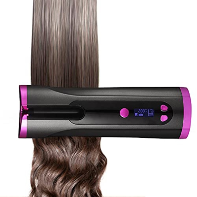 N/AB Rizador de pelo automático, inalámbrico, recargable, USB, con pantalla LED, revestimiento de cerámica