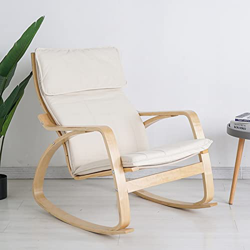 HWBB Tumbona Plegable Mecedora de Relajación de Madera de Estilo Europeo para Salón/Dormitorio/Playa/Oficina, Moderno y Cómodo Sillón al Aire Libre Me en oferta