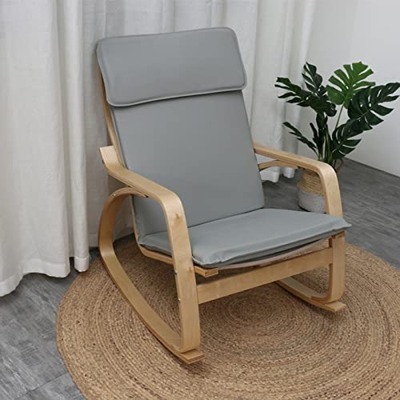 HWBB Tumbona Plegable Mecedora Retro Cómoda con Cojín Grueso de PU a Prueba de Agua, el Salón Interior del Balcón del Jardín Relaja Las Sillas, Carga 