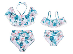 AmzBarley Traje de Baño Bañador de Mujer Tankini Dos Piezas Conjuntos Sexy Bikinis Mujer Braga Alta Cintura y Cuello Colgante Acolchado Bra Top Volant en oferta