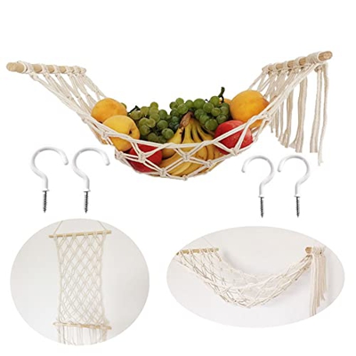Hamaca colgante de frutas y verduras para cocina debajo del gabinete, hamaca de macramé para frutas, hamaca debajo del gabinete para almacenamiento, r