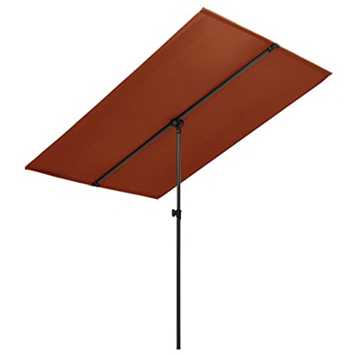 FAMIROSA Sombrilla de jardín con Palo de Aluminio Terracota 2x1,5 m -3,2KG