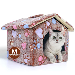 Nobleza Caseta para Perros,Casa Gatos Interior, Cama para Perro con Colchón Extraíble, Plegable Casa para Gato, Conejos, 48x45x39cm M, Marrón precio