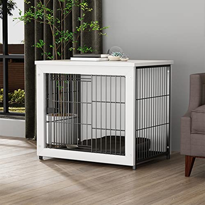 TYX Caseta De Madera Decorativa para Perros con Inodoro, Caja Interior para Mascotas con Valla Y Caseta para Perros De Escritorio, Adecuada para Anima