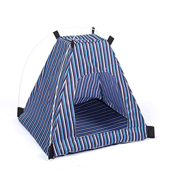 Dibiao Tienda de mascotas transpirable plegable a rayas perro gato casa portátil juego pluma o perrera tienda para perro gato conejo en oferta
