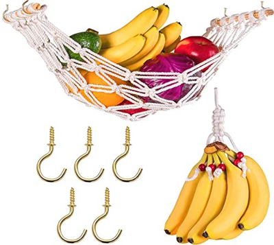 Hamaca De La Fruta Colgante Hamaca De Frutas Colgantes De Macrame Hamacas De Verduras 10 Ganchos Producen Red De Soporte con Percha De Plátano para Co