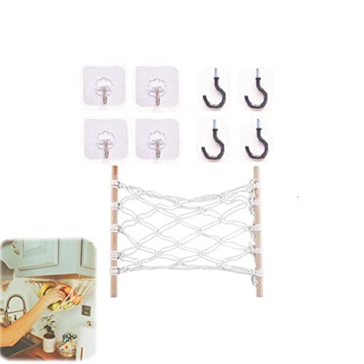 Hamaca de frutas para cocina, cesta colgante debajo del gabinete, hamaca de frutas debajo del gabinete, hamaca de frutas con cuerda de algodón macramé