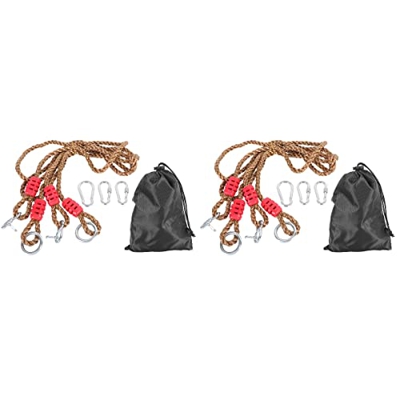 Kisangel 2 Sets Cuerdas de Swing de Árbol con Bolsas de Almacenamiento de Clips para Ajuste de Reemplazo O Extensión para Niños Swing Hamaca Aire Libr