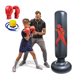 Saco De Boxeo Hinchable de Niños,Boxeo Hinchables Espesar para Adultos y Niños Juego de 3 Piezas,Entrenamiento Boxeo, Kick Boxing, Alivio del Estrés en oferta