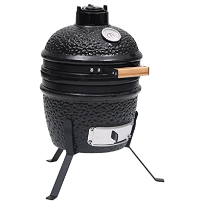 vidaXL Barbacoa 2 en 1 ahumadora Kamado de cerámica Negro 56 cm