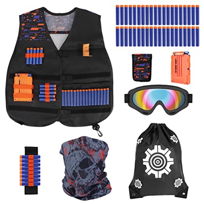 Joyhoop Táctico para Niños, Chaleco Táctico para Pistolas Nerf N-Strike Elite con Una Nueva Protección Gafas Vistoso y Bolsas de Almacenamiento, Regal