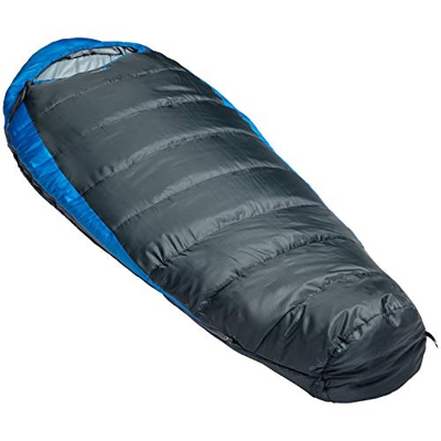 skandika Oakland - Saco de Dormir Tipo Momia - XXL Extra Ancho - 220x100 cm - acoplable - Bolsa de compresión - Azul/Gris (para Zurdos)