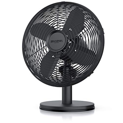 Brandson - Ventilador de mesa de diseño retro - Ventilador con 3 velocidades - Ventilador portátil - Oscilación 80° - Ángulo de inclinación de 40° - R