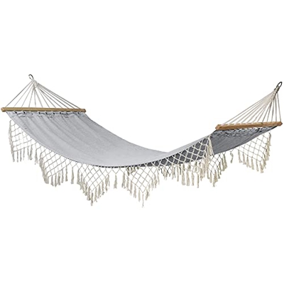 Hespéride Hamaca de Lona Colgante (Soporte) Modelo Rialto 200x100 cm Perla, Gris Claro