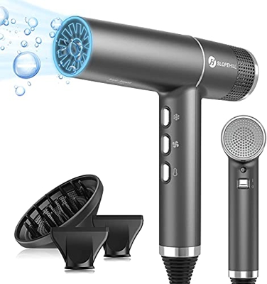 Secador de pelo, Slopehill Professional Ionic Blow Dryer con potente motor sin escobillas, innovador microfiltro, 2000W ligero secador de pelo de viaj