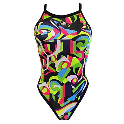 TurboTronic Geo Abstract Bragas de Bikini, Negro, M para Mujer