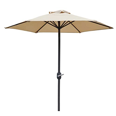 Sombrillas Sunbrella, Jardín de 2 m, paraguas de patio de mercado de hierro al aire libre, con manivela, 6 costillas, sombra al aire libre y protecció