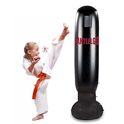 Saco de Boxeo de Pie Niños: JanTeelGO 160cm Saco Boxeo Hinchable - Punching Ball para Practicar Karate, Taekwondo y aliviar Pent Up Energy en niños Ad