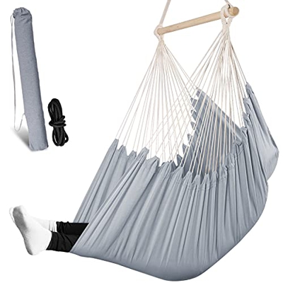 Chihee Columpios XL Silla de Hamaca De Gran tamaño Silla Colgante Relajarse Balancearse Asiento Colgante Tejido de algodón por Comodidad Durabilidad F