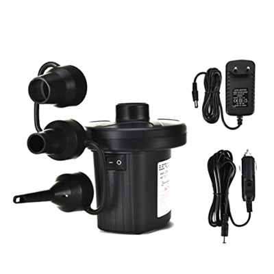 cdzhouji Inflador Bomba De Aire Eléctrico Relleno Rápido Kayak Bomba con 3 Boquillas para Colchones De Aire Barcos Anillo De Natación Airbeds Inflable