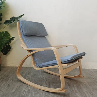 HWBB Tumbona Plegable Mecedora de Madera Rústica del Vintage, Mecedora de Sillones Tapizados en Tela de Alta Resistencia, para Balcón, Porche Delanter