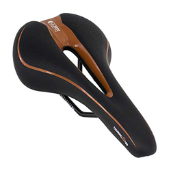 GORIX Asiento de sillín de bicicleta cómodo cojín con carril bicicleta de carretera de montaña para hombres y mujeres (GX-C19) (Negro×Marrón) características