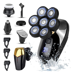Maquinilla de afeitar eléctrica para hombres calvos, 6 en 1 Maquina Afeitar Cabeza, Afeitadora Impermeable para Uso En Húmedo y Seco Recargable Usb In en oferta