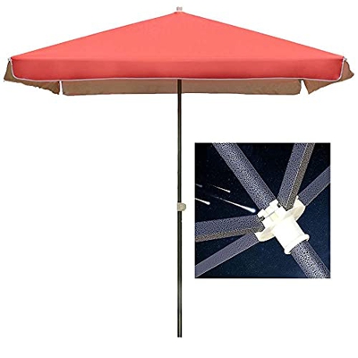 Sombrillas Sunbrella, Jardín rectangular de 2mx2m, paraguas de playa estable, altura ajustable, costillas de acero negro, sombrilla al aire libre para