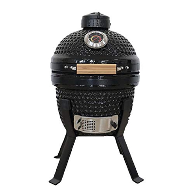 KAMADO BONO Picnic 13" - 32cm barbacoa kamado con rejillas de cocción y deflector de calor barbacoa kamado huevo en color negro.