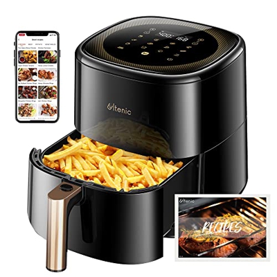 Ultenic K10 Freidora sin Aceite 5L, Freidora de Aire Wi-Fi con 11 Modos, Recetas Españolas Online, Pantalla LED Táctil, Función Mantener Caliente, Ces