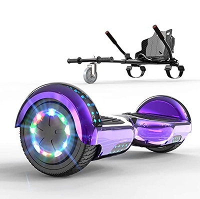 GeekMe Hoverboards,6.5" con Hoverkart Self Balance Scooter Las Ruedas LED Luces, Hoverboards con Bluetooth Dual Motorh Dual Motor