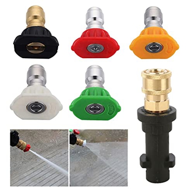 ERDONG - Adaptador de pistola de lavado a presión, adaptador de conector rápido de 1/4 pulgadas, paquete de 5 boquillas de lavado a presión para Karch