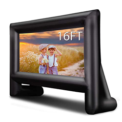 Pantalla de proyector de mega película inflable de 16 pies, incluye bomba de inflado, amarres y bolsa de almacenamiento, ideal para fiestas al aire li características
