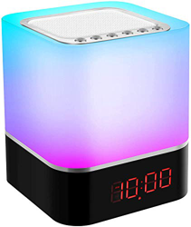 Luces Nocturna Altavoz Bluetooth, Swonuk Lámpara Táctil Que Cambia de Color, Luz Mesita Noche RGB Regulable con Reloj Despertador, Reproductor de MP3, características