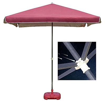Sombrillas Sunbrella, Jardín rectangular de 2mx2m, paraguas de playa estable, altura ajustable, costillas de acero negro, sombrilla al aire libre para