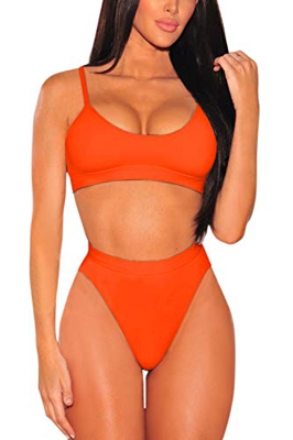 Viottiset Bikini acolchado de dos piezas para mujer, ropa de playa de cintura alta, bikini