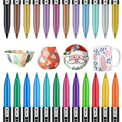 Gifort Rotuladores Lettering, 24 Colores Rotuladores Acuarelables con Punta Mediana Flexible, Rotuladores Pincel para Caligrafía, Colorear, Dibujar y 