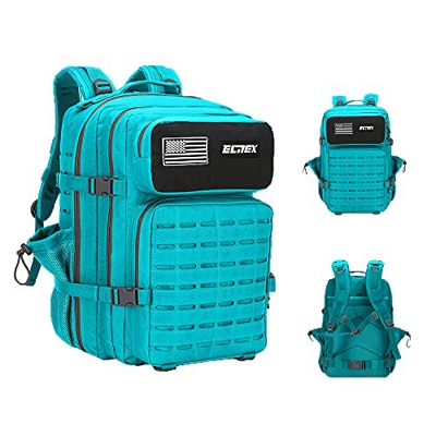 ELITEX Mochila 45L 2021 Táctica Militar Bandera USA Impermeable para Crossfit Caza Aire Libre Deportes Gimnasio Portatil Oxford 900D (Turquesa)