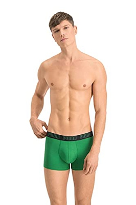 PUMA Basic Pack de 2 Calzoncillos, Verde (Amazon Green), M Hombre