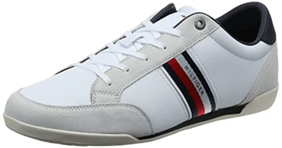 Tommy Hilfiger Corporate Material Mix Leather, Zapatillas Hombre, White, 42 EU