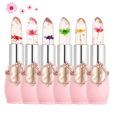 Pintalabios Clear Flower Jelly, 6 paquetes de bálsamo labial hidratante nutritivo, temperatura, cambio de color, lápiz labial mate, brillo de labios d