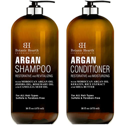 BOTANIC HEARTH Argan Oil Shampoo and Conditioner Set - with Keratin, Restorative & Moisturizing, Sulfate Free - All Hair Types & Color Treated Hair, M en oferta