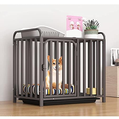 BBZZ Caja de perro resistente plegable de metal para interiores y exteriores, con pestillas/función de almacenamiento superior para mascotas pequeñas 