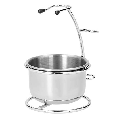 Juego de cuencos con soporte para afeitar, soporte de metal para brochas de afeitar, kit de cuencos con soporte para afeitadora de acero inoxidable, h