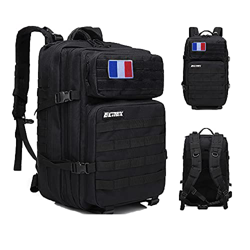 ELITEX Mochila 45L Táctica Militar Bandera Francia Impermeable Deportiva Caza Aire Libre Deportes Gimnasio Portatil (Negro) en oferta