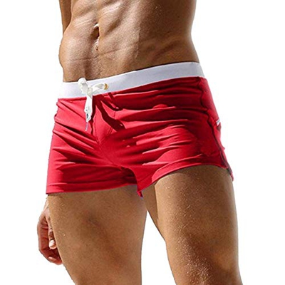 EDOTON Bañador para Hombre, Pantalones Cortos Impermeables Pantalones Cortos de Surf Pantalones de Natación (EU L/Tag XL, Rojo)
