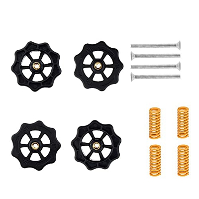 KBNIAN Tuercas de Nivelación para Impresoras 3D, 4pcs Tuercas Niveladoras Ender de Torsión Manual Mejorado+4pcs Resortes de Cama Caliente+4 Tornillos