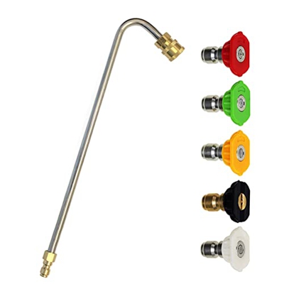POXIAO Accesorio para Limpiador de canalones para Lavadora a presión, Varilla de extensión en ángulo para Limpieza de canalones, Lavado de Autos, 5 Pu